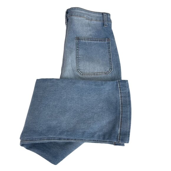 Sailor Gold Button Slim Wide-Leg Jean Light Wash Denim Women XS/24 - Picture 7 of 13